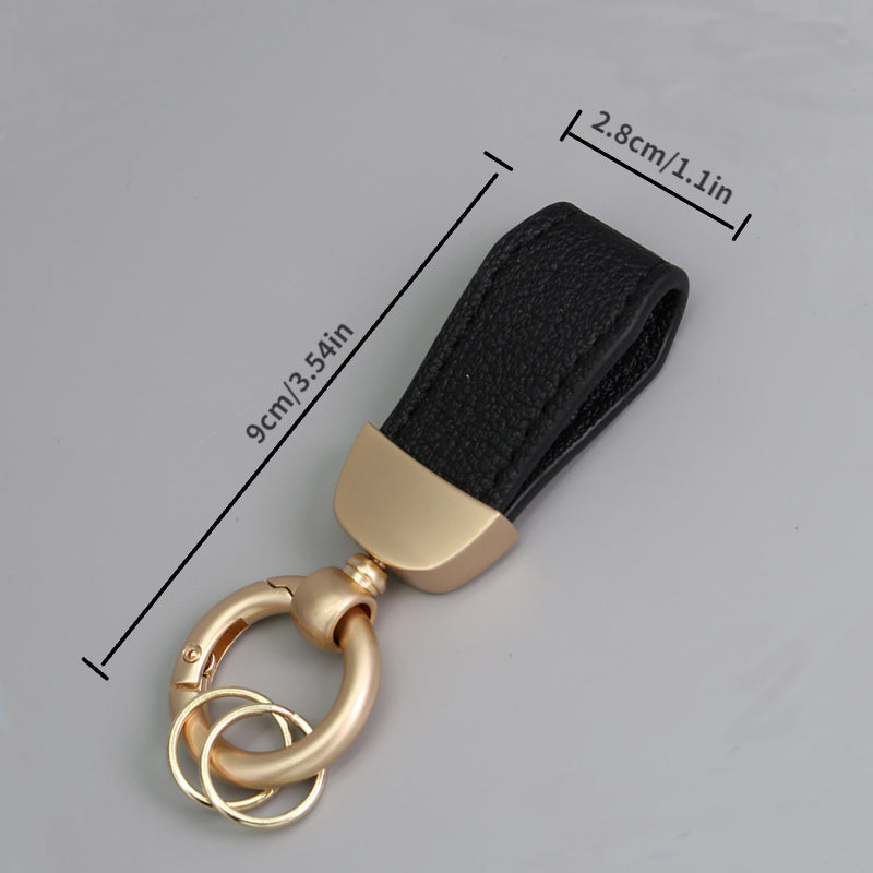 Women/Girls French-Style PU Leather Keychain with Pearl Gold Finish