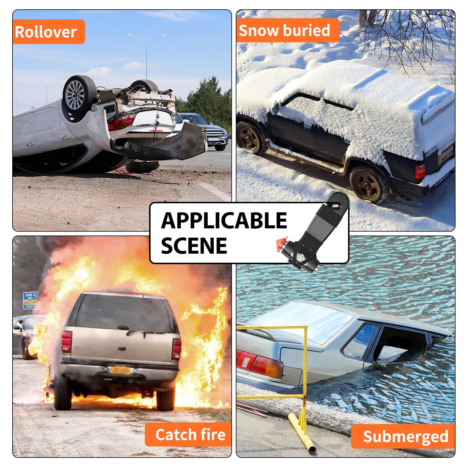 Car Emergency Safety Hammer Window Breaker Seat Belt Cutter Black