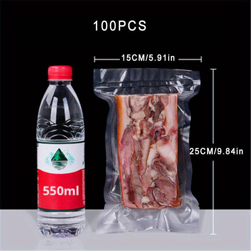 50/100 piezas de bolsas de sellado al vacío texturizadas para conservación de alimentos, reutilizables, transparentes