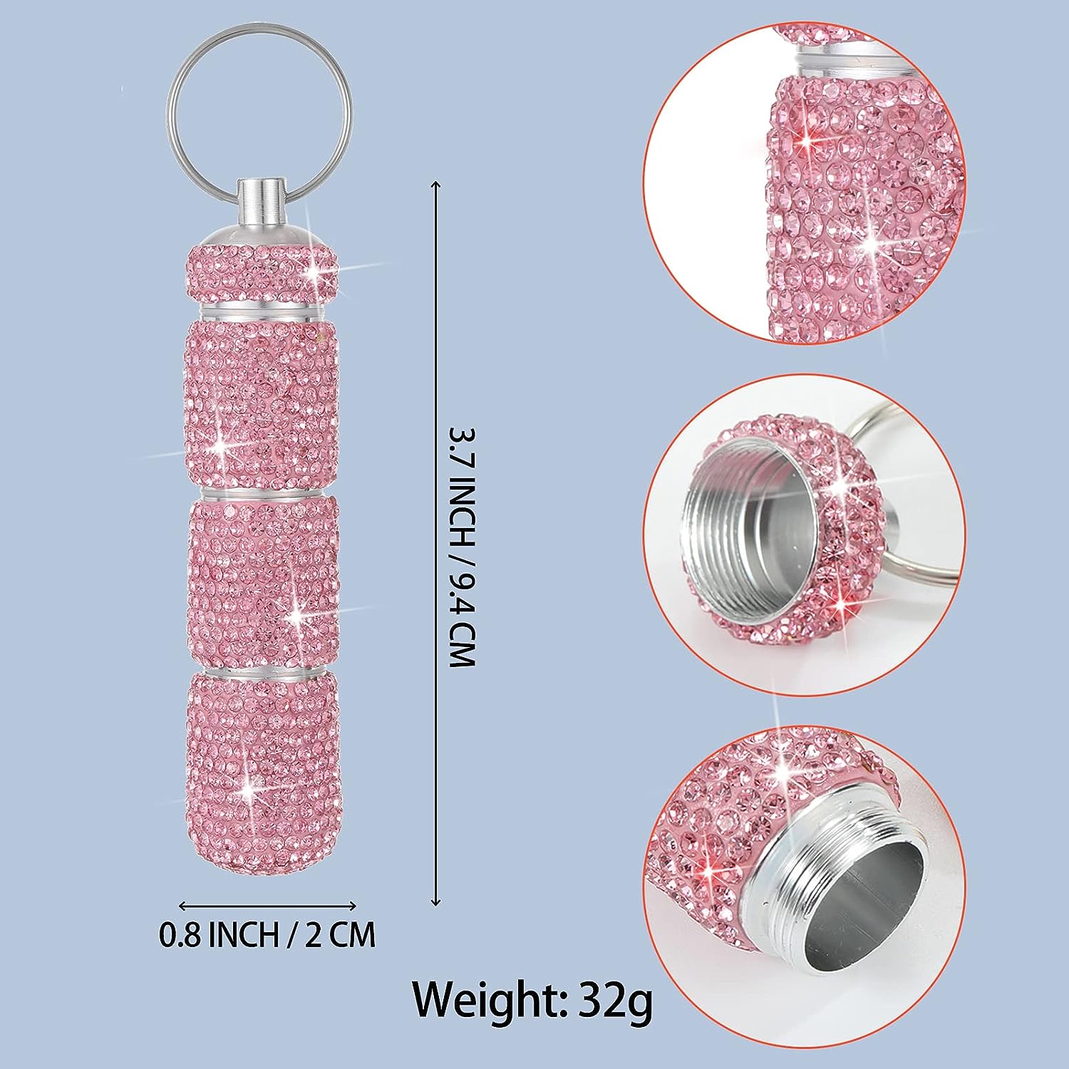 Portable Rhinestone Pill Case Waterproof Mini Travel Pill Holder for Women