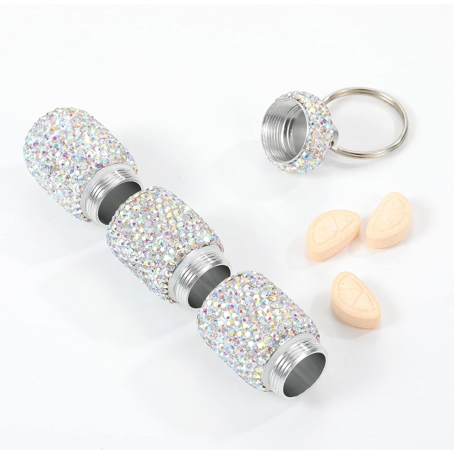 Portable Rhinestone Pill Case Waterproof Mini Travel Pill Holder for Women