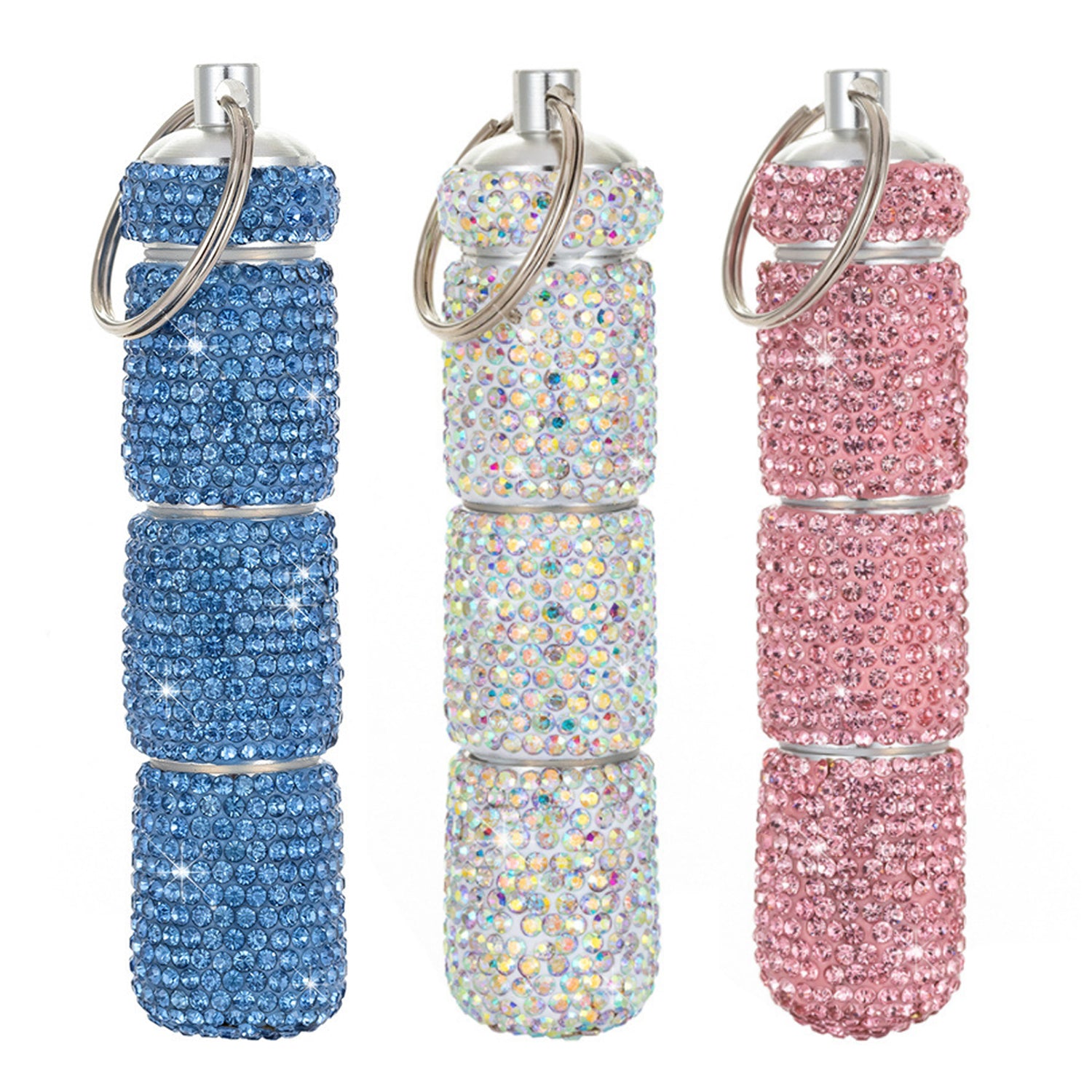 Portable Rhinestone Pill Case Waterproof Mini Travel Pill Holder for Women