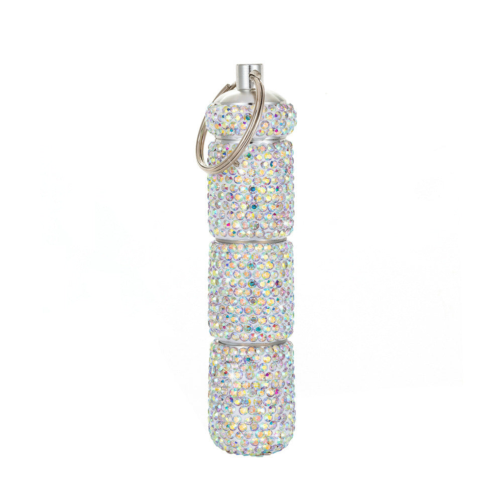 Portable Rhinestone Pill Case Waterproof Mini Travel Pill Holder for Women