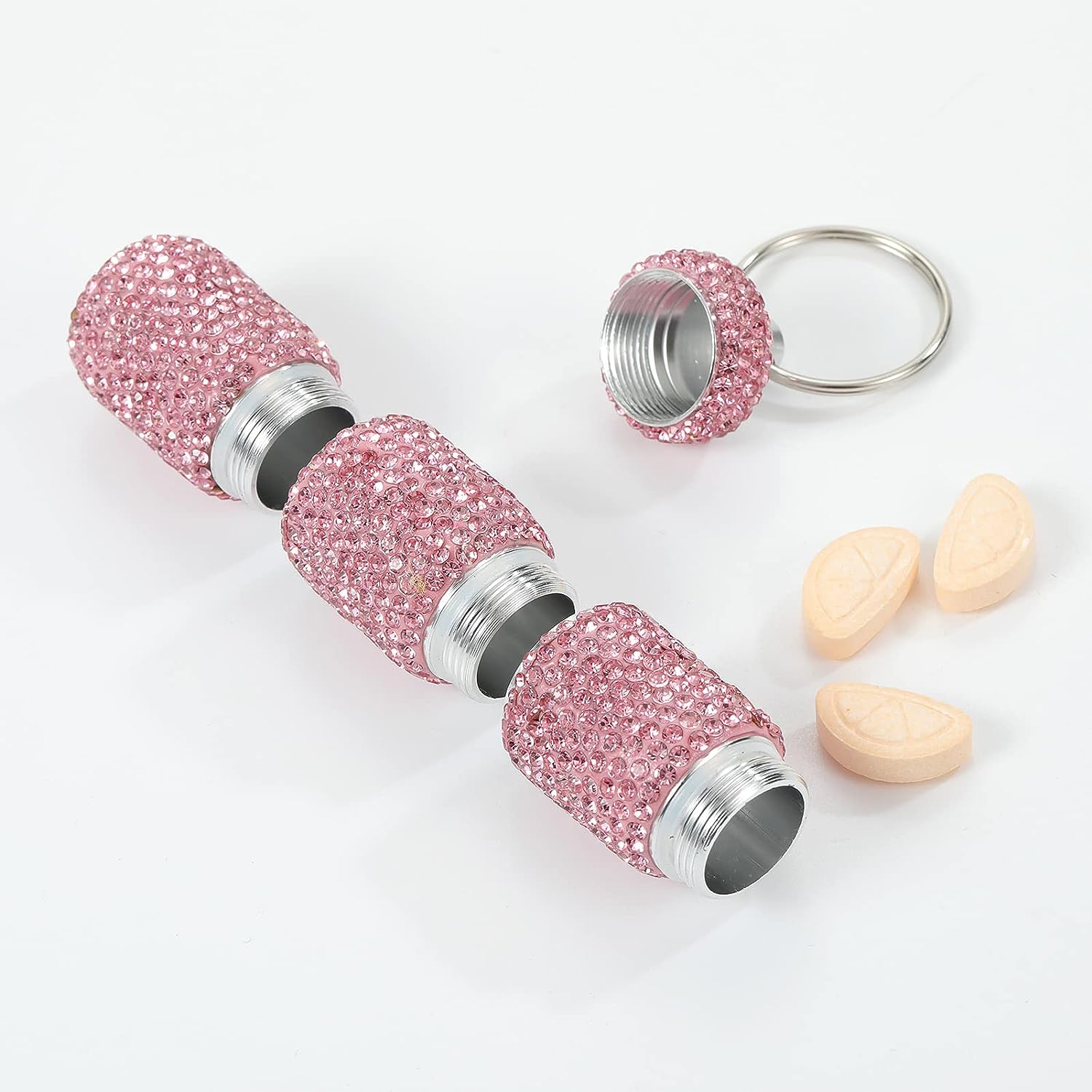 Portable Rhinestone Pill Case Waterproof Mini Travel Pill Holder for Women