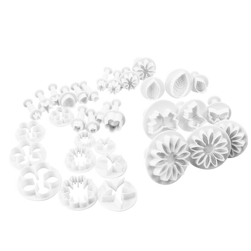 3D pishirish uchun to'plam 33-bosqichli fondant kesgich, tort asboblari, pechene shakllari, pishirish va bezash