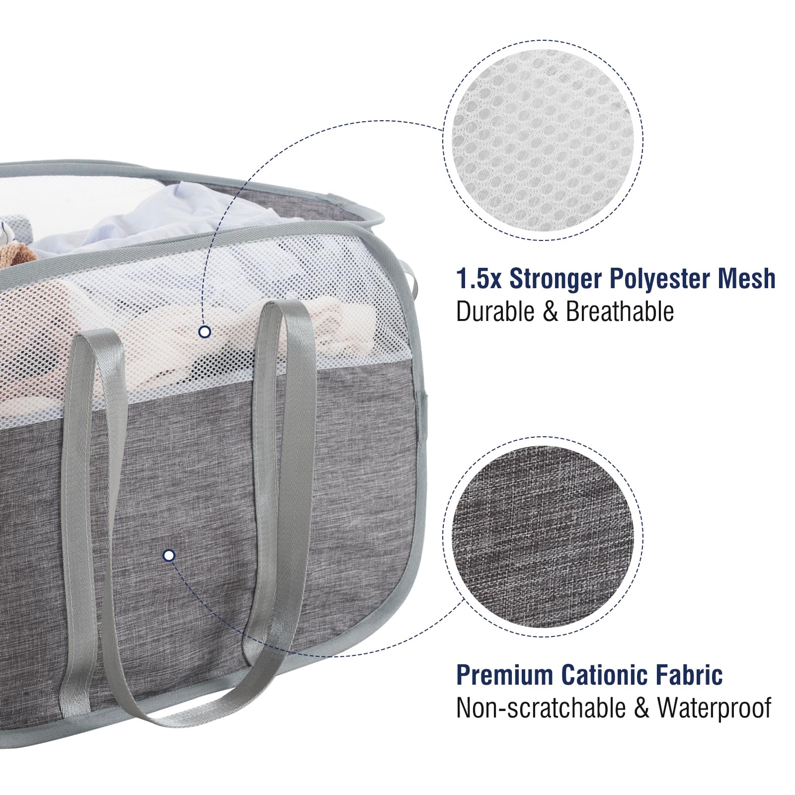 Cesta de ropa plegable con asas reforzadas, cesta pop-up duradera para el hogar, dormitorio y viajes