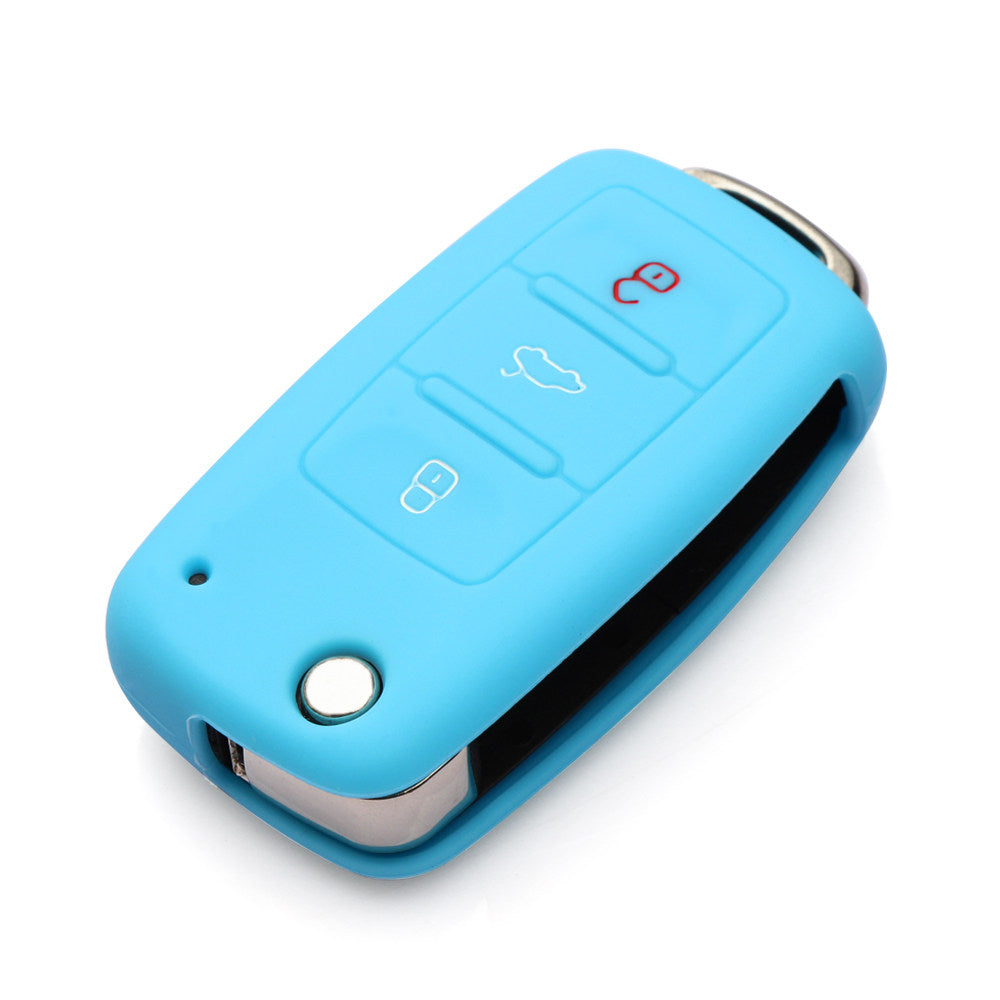 Car Key Cover Silicone for Golf Jetta Yeti Rapid Seat Leon Ibiza 3 Button