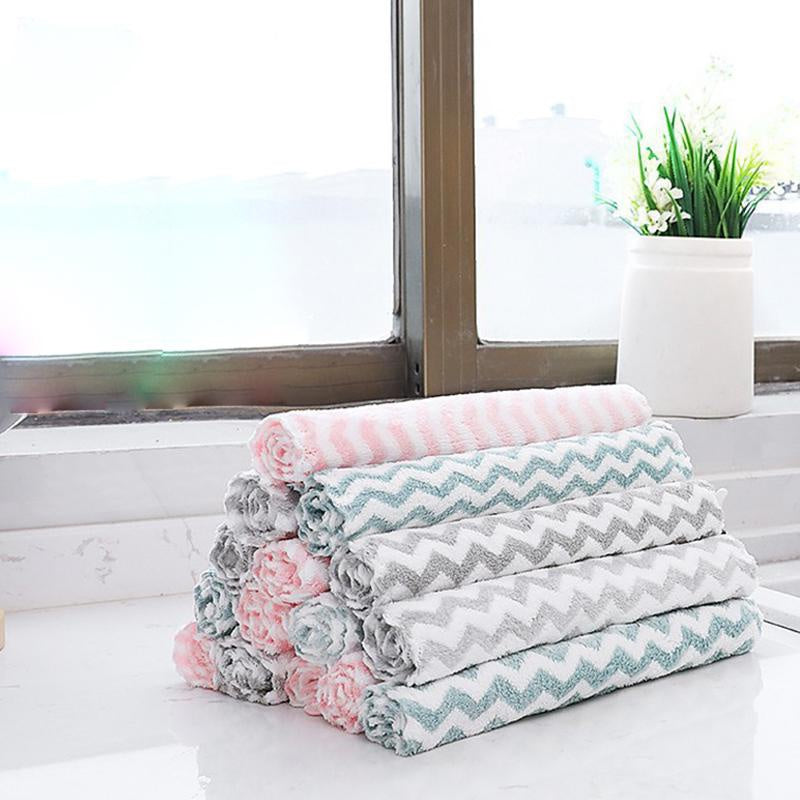 Set of 10 Microfiber Kitchen Towels Non-Stick Oil-Free Cleaning Cloths Assorted Colors