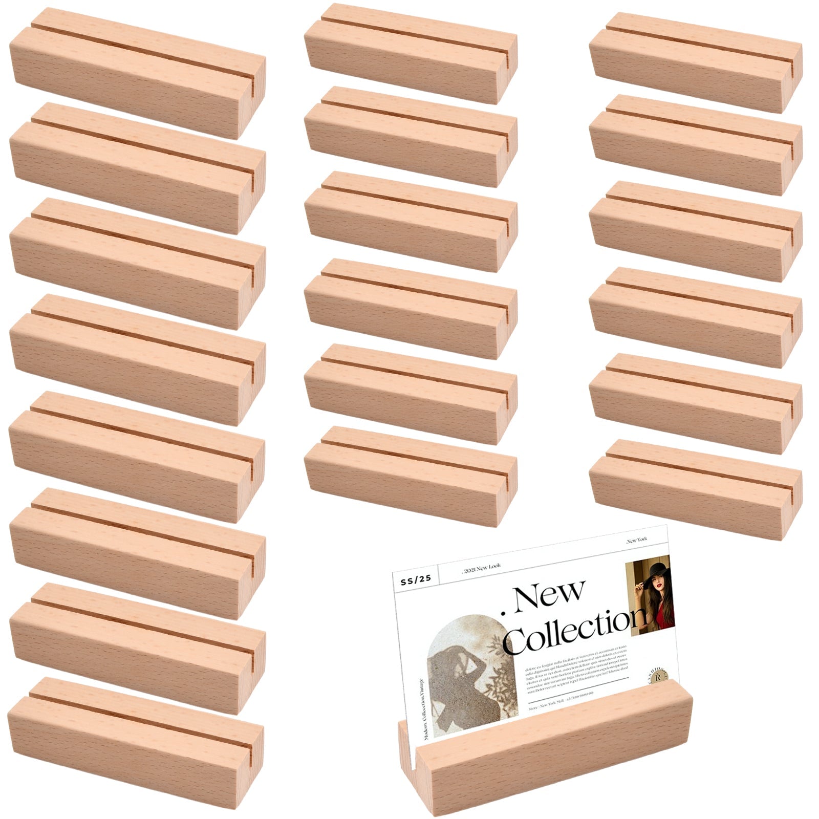 Set of 20 Handmade Beech Wood Wedding Place Cards and Holders for Table Decor