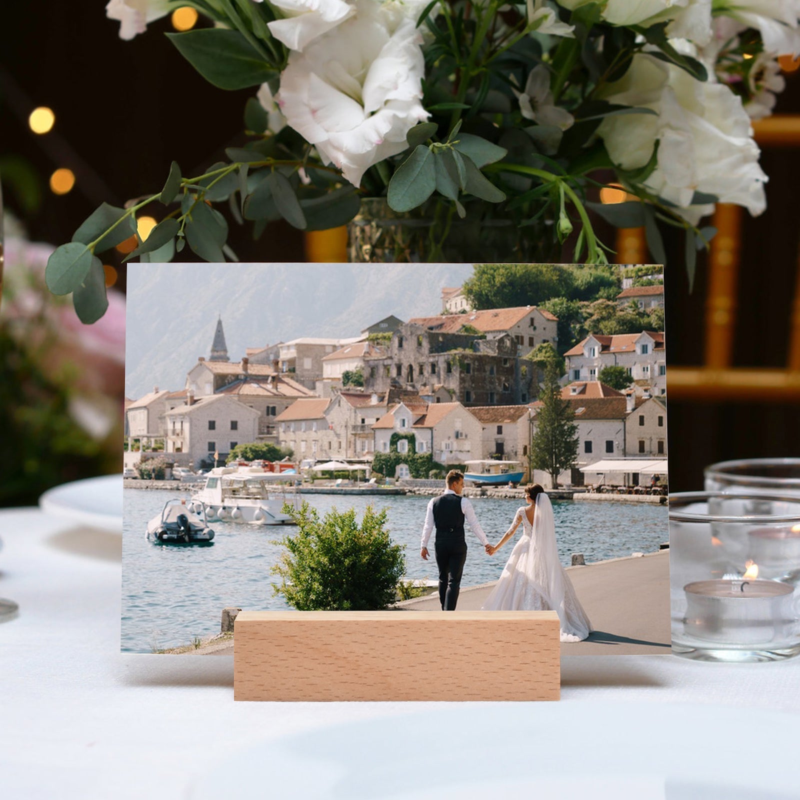 Set of 20 Handmade Beech Wood Wedding Place Cards and Holders for Table Decor