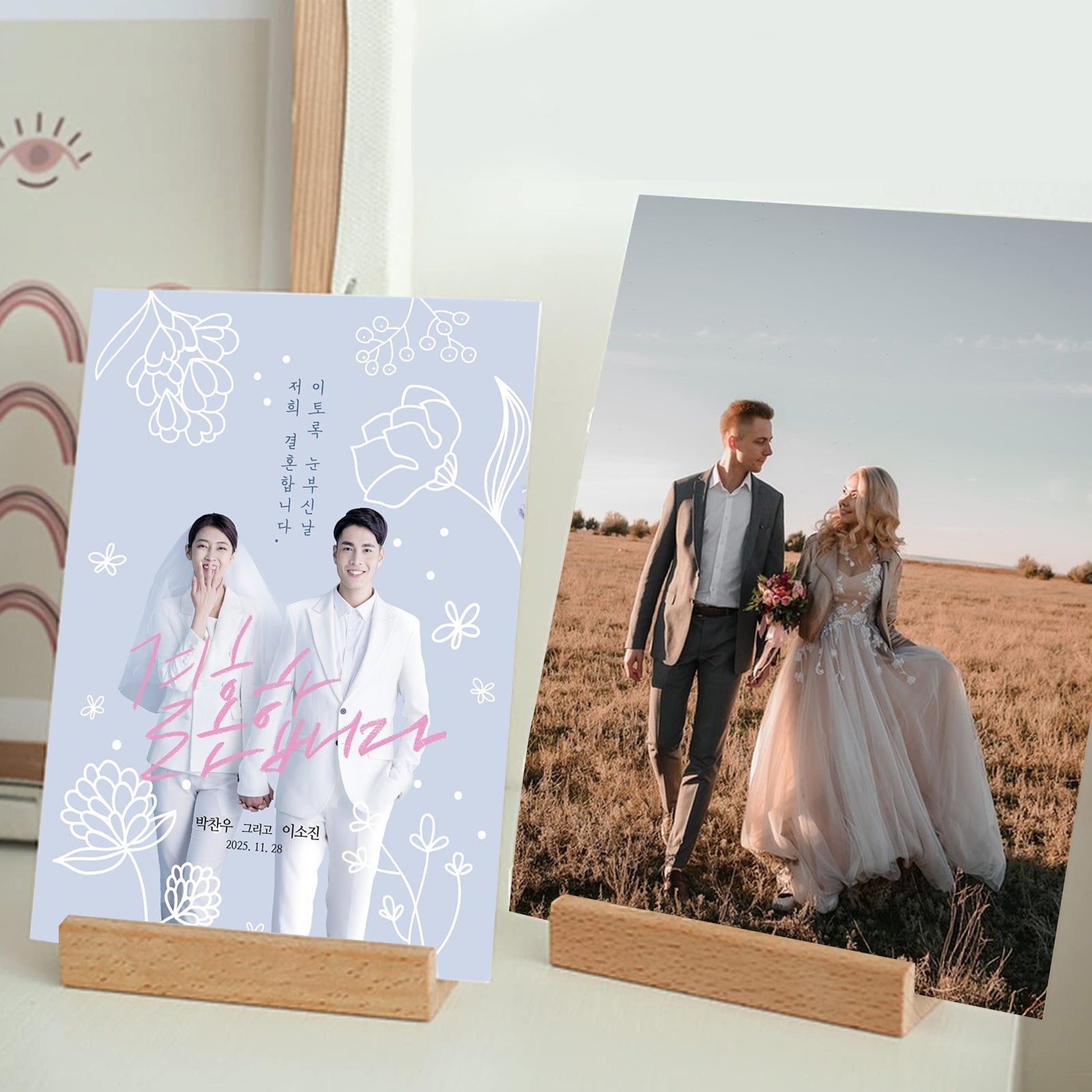 Set of 20 Handmade Beech Wood Wedding Place Cards and Holders for Table Decor