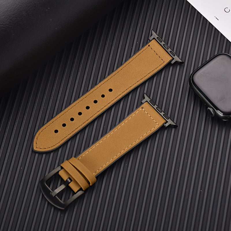 Synthetic Leather Watch Band for Apple Watch Series Ultra SE 5 4 3 Adjustable Hook Loop Clasp