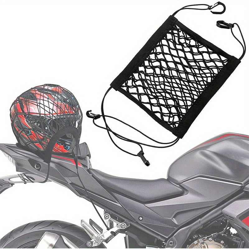 Motorcycle Helmet Storage Cargo Net Bungee Net with Hooks and Elasticity