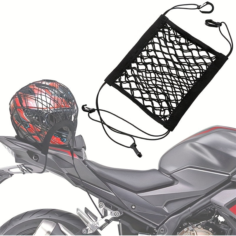 Motorcycle Helmet Storage Cargo Net Bungee Net with Hooks and Elasticity