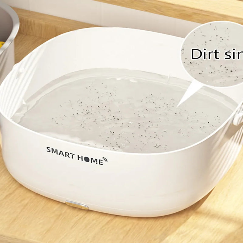 Wireless Fruit Vegetable Wash Basket with Soundwave Technology Portable Cleaner Large Capacity