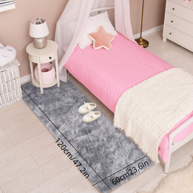 Grey Tie-Dye Plush Carpet 1PC Non-Slip Water-Absorbent Area Rug for Living Bedroom