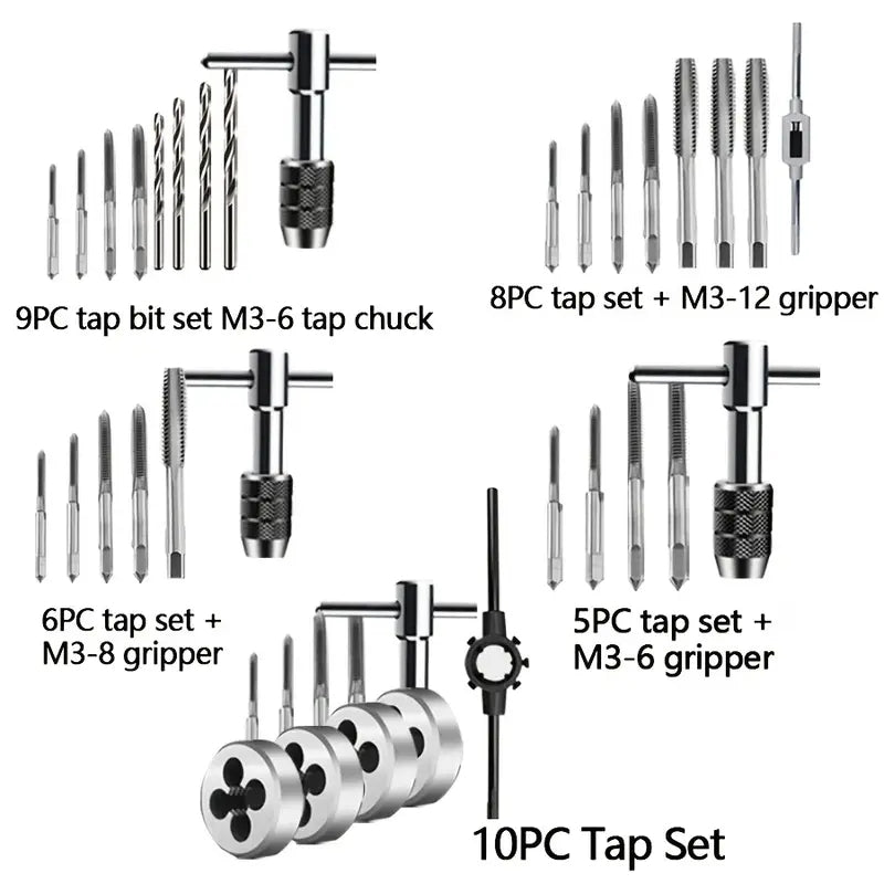 Hand Tap and Die Set 12/20/40 Pieces for M3-M12 Screw Threads