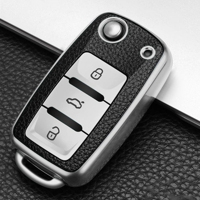 Car Key Case for VW Golf Passat Tiguan Polo Jetta B7 B8 Compact Leather