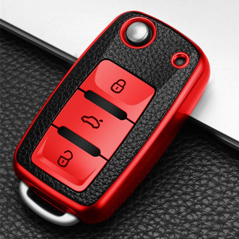Car Key Case for VW Golf Passat Tiguan Polo Jetta B7 B8 Compact Leather