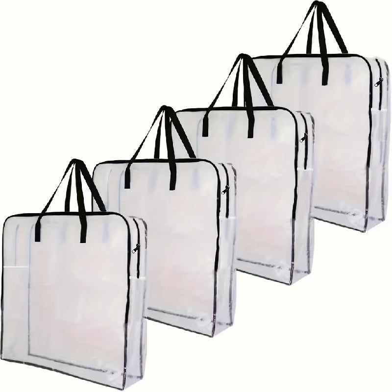 Large Clothes Storage Bags Set of 2 Foldable Zippered Closet Organizers for Clothes Blankets Quilts