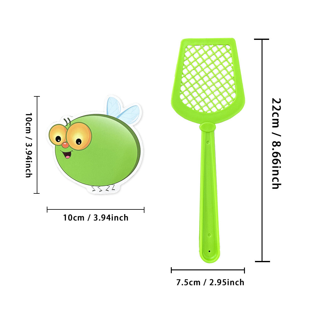 Double-Sided Write & Wipe Flash Cards with Fly Swatter Toys for Vocabulary and Fry Words Practice in Kindergarten