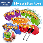 Double-Sided Write & Wipe Flash Cards with Fly Swatter Toys for Vocabulary and Fry Words Practice in Kindergarten