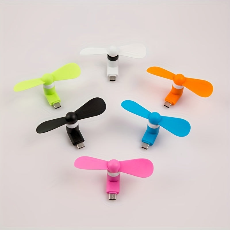 Mini USB Portable Phone Fans Set for Android and Apple Devices Colorful Adjustable Cooling Fans