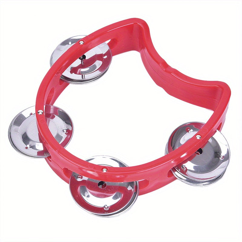 Plastic Hand Tambourine with 4 Bells for Kids and Adults Musical Percussion Instrument for Parties and Celebrations