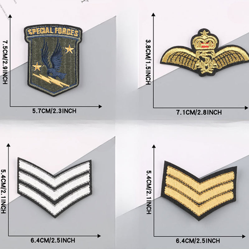 13 Military Badge Designs for Men Including Cap Badges Embroidery and Iron-On Stickers