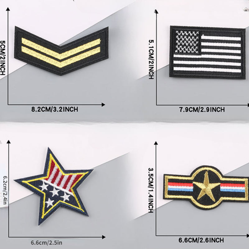 13 дизайнов военных значков для мужчин, включая значки на кепки, компьютерные вышивальные значки и термоклеевые маленькие тканевые наклейки.