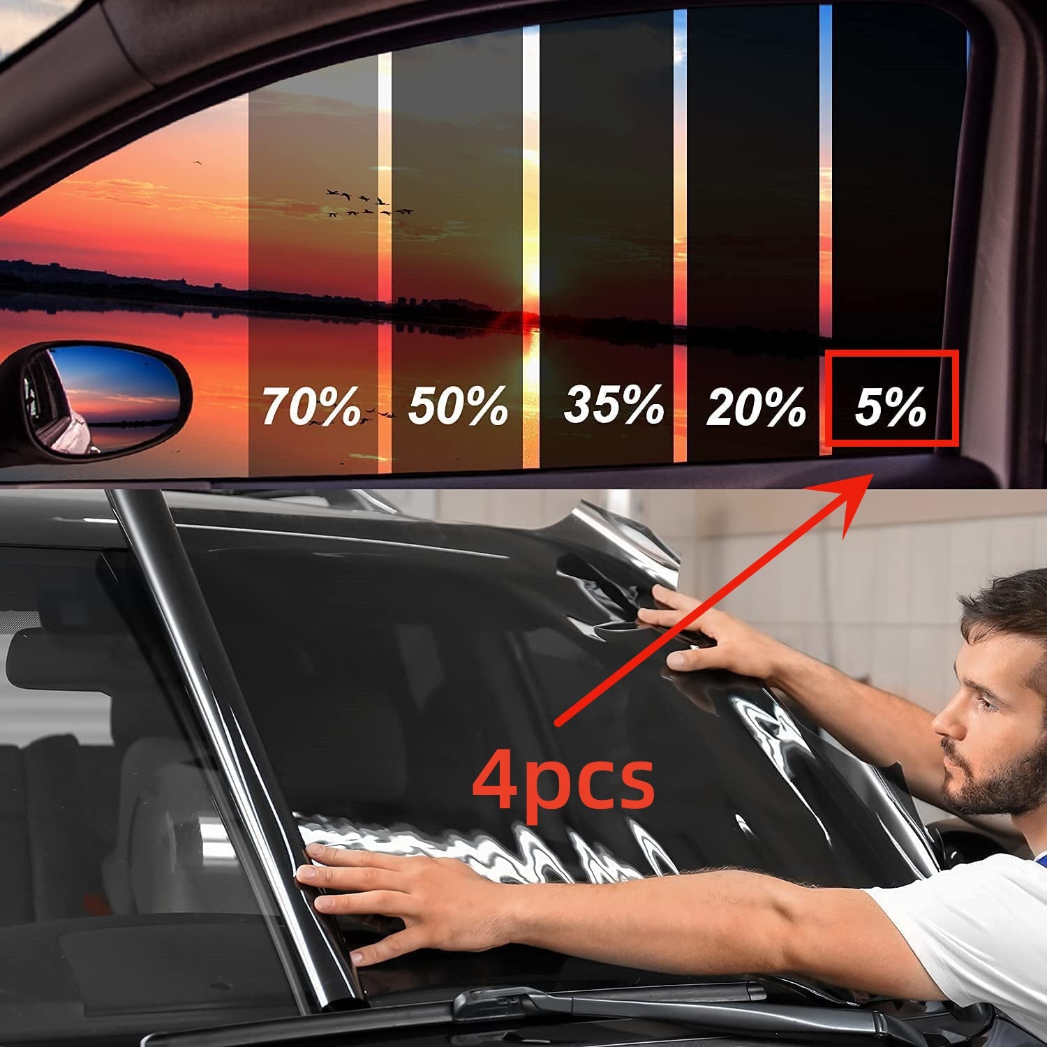 Пленка для автомобильных окон, 2 шт., черная, УФ-защита, устойчивость к царапинам, 100x50 см