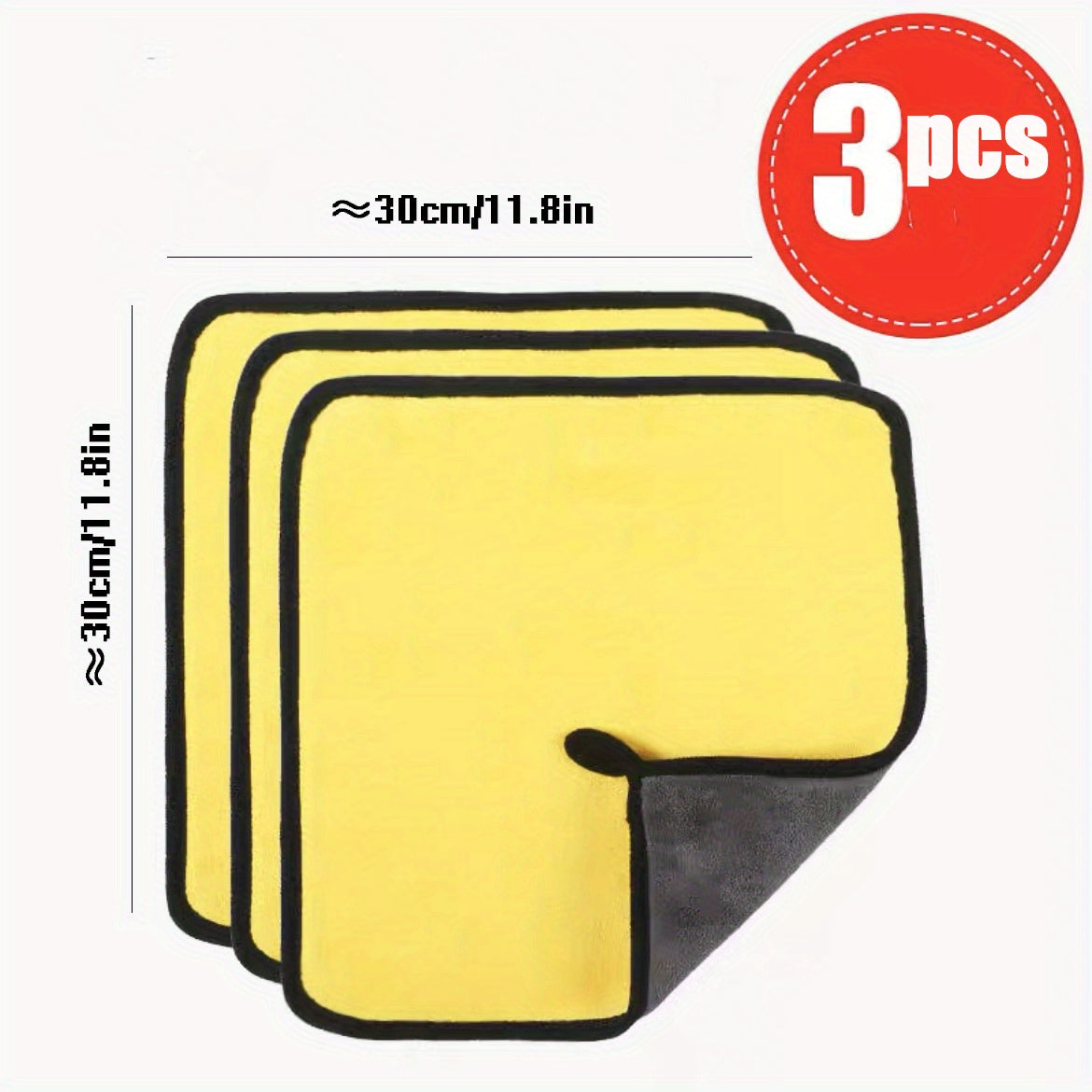 3 Pack Microfiber Car Wash Towels Absorbent Scrubbing Cloths