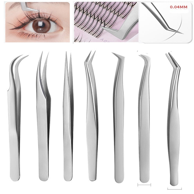 Unisex Stainless Steel Eyelash Extensions Tweezers Lash Combo Tool