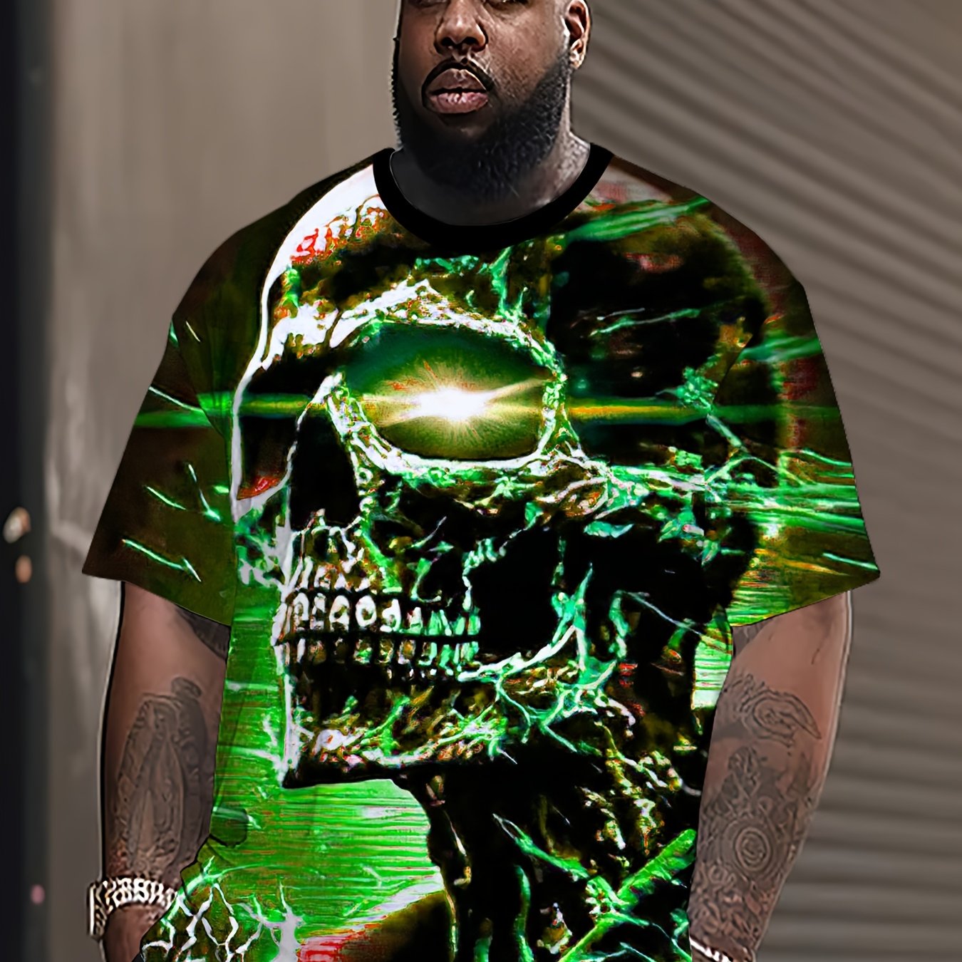 Men's 3D Crystal Skull Print T-Shirt Crew Neck Short Sleeve Plus Size Polyester Spandex Casual Sports