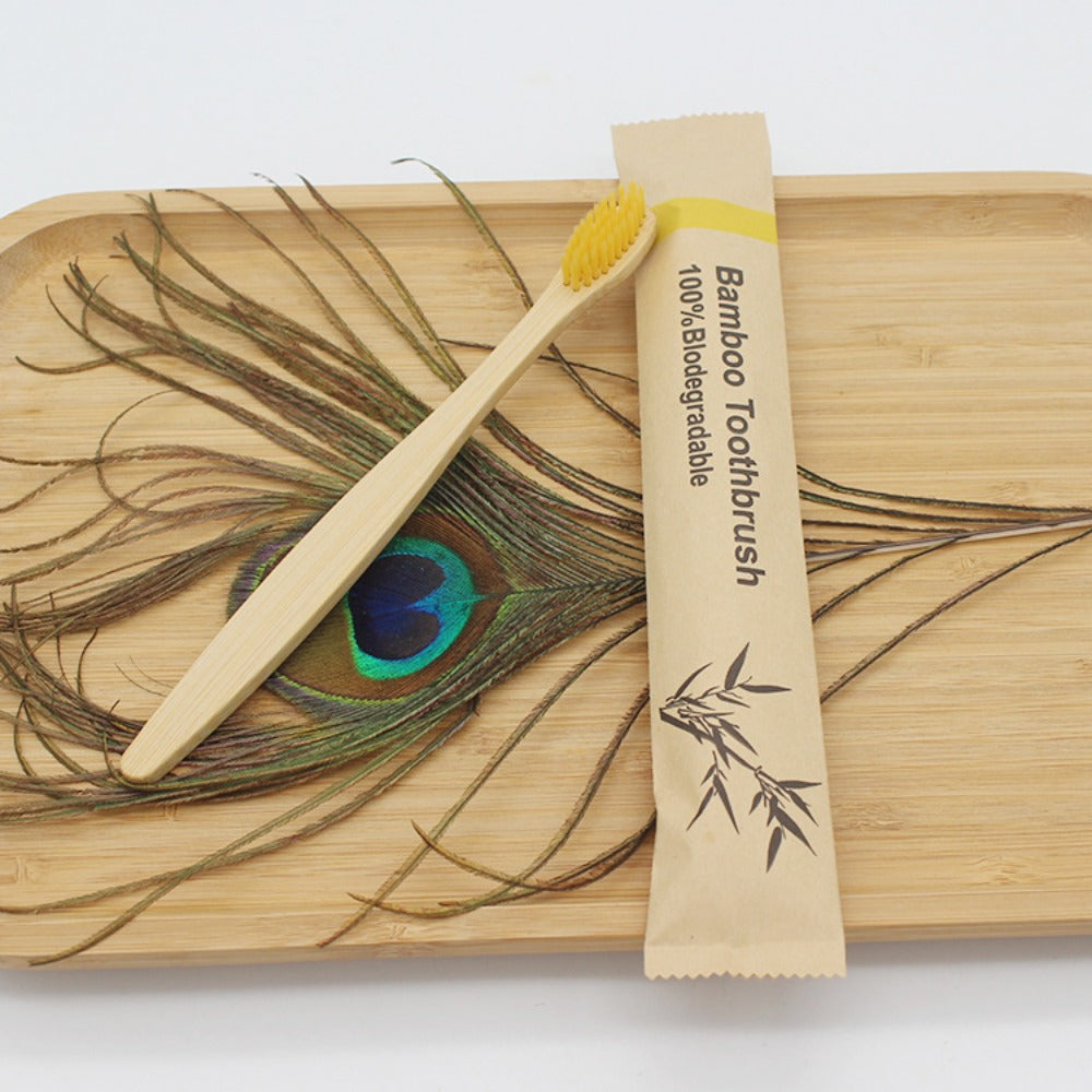 Adult Bamboo Reusable Soft Toothbrushes Portable Natural Wooden Toothbrushes