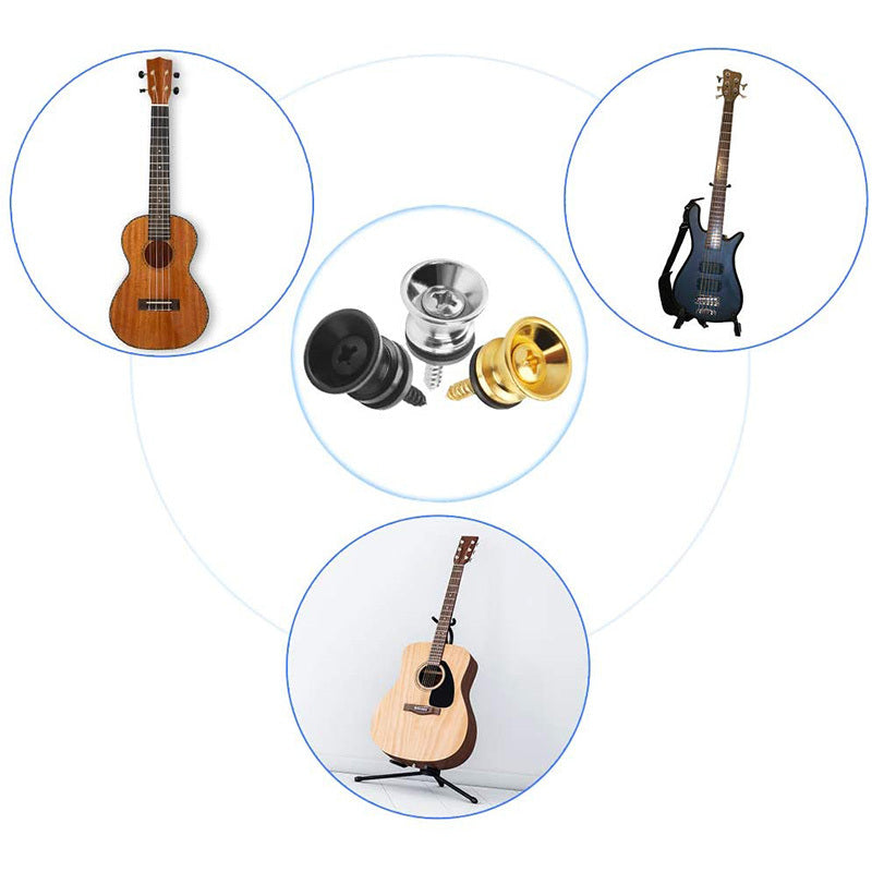 2 Pieces Guitar Strap Locks Aluminum End Pins for Acoustic Electric Bass Ukulele Red Black Yellow Grey