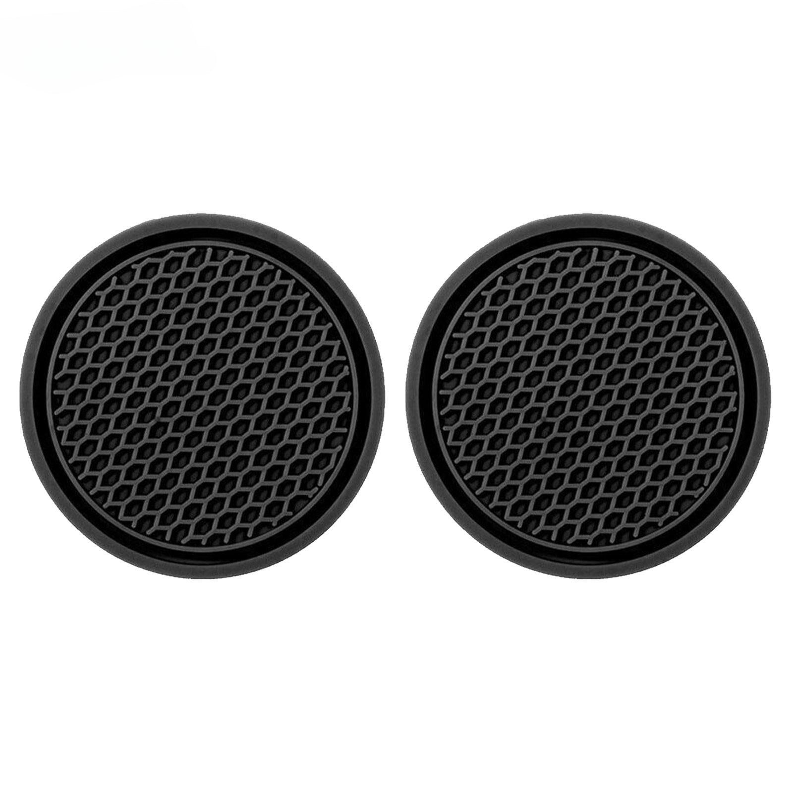 2pcs Car Water Cup Base Non-slip Mat Interior Decoration Black
