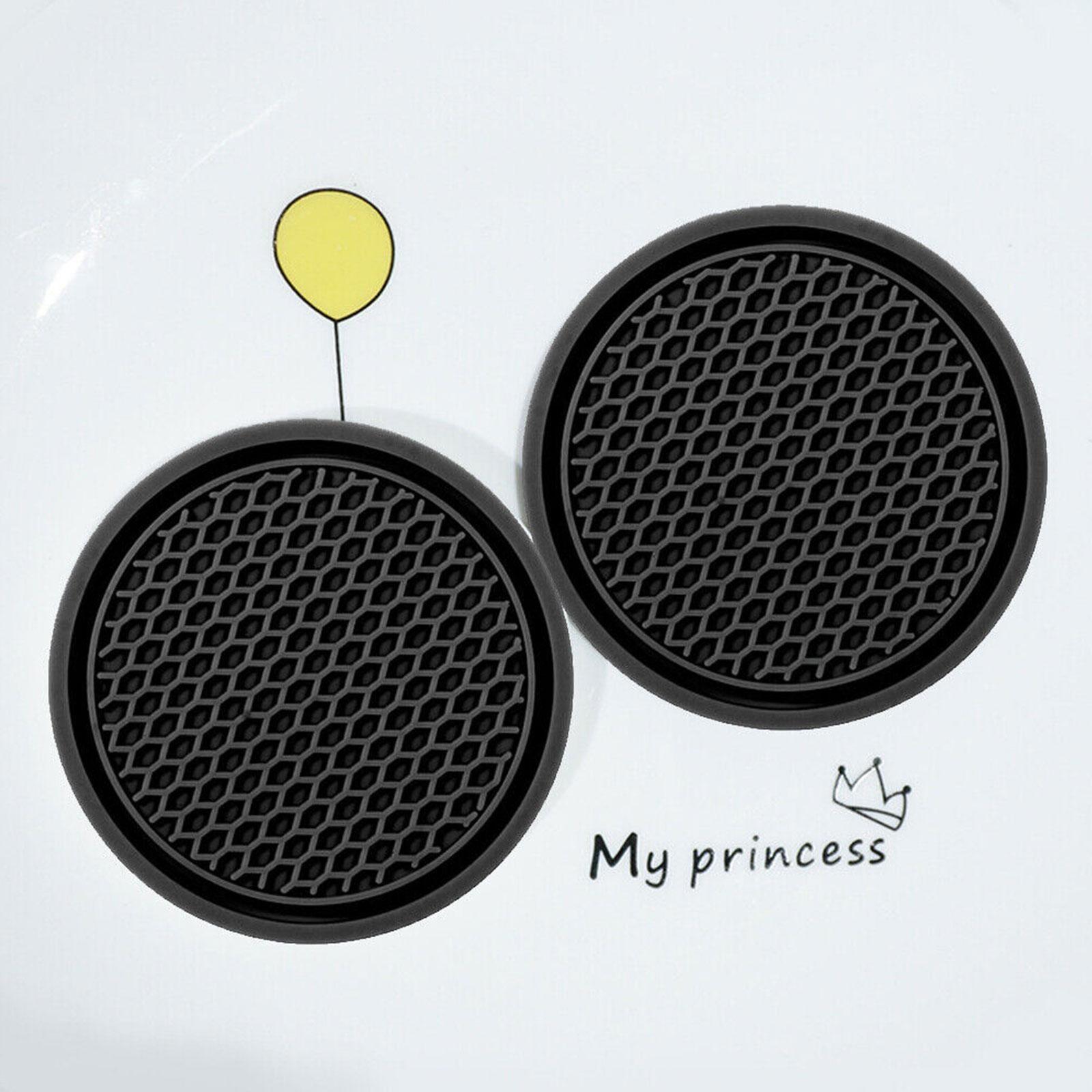 2pcs Car Water Cup Base Non-slip Mat Interior Decoration Black