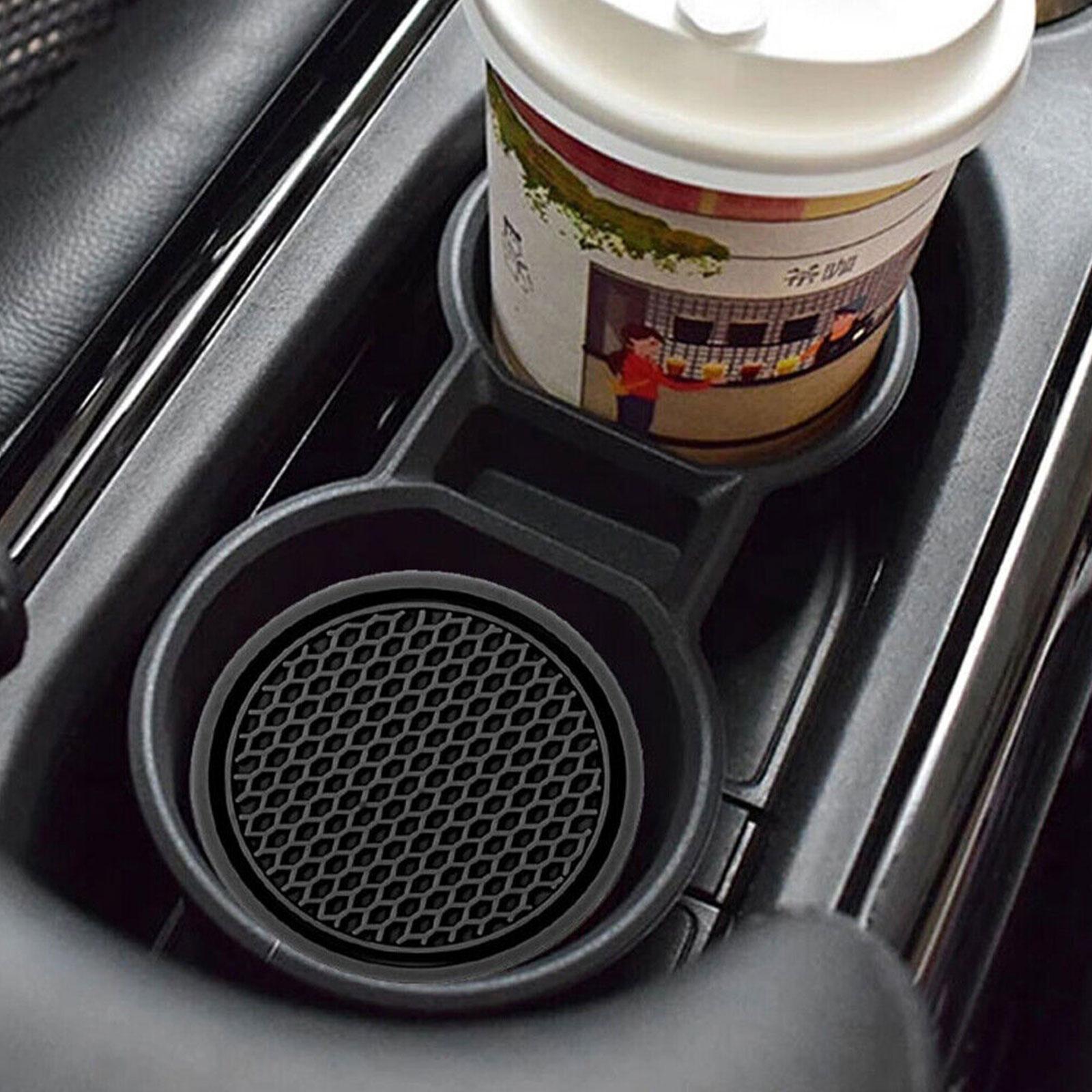 2pcs Car Water Cup Base Non-slip Mat Interior Decoration Black