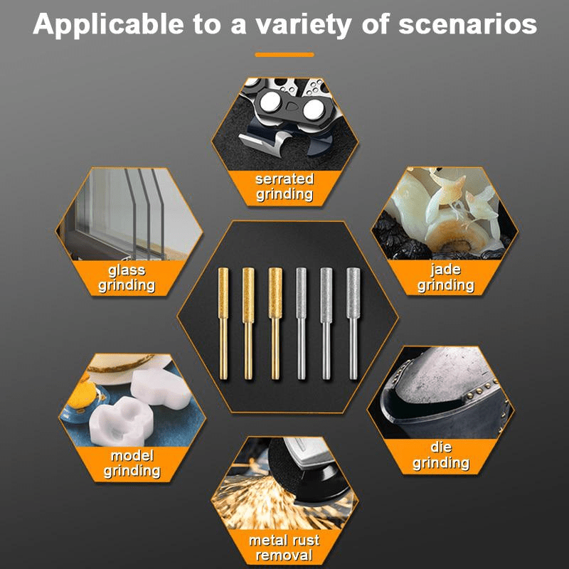 3-Piece Metal Emery Grinding Head Set for Chainsaw Chain Sharpening Electric File Tool