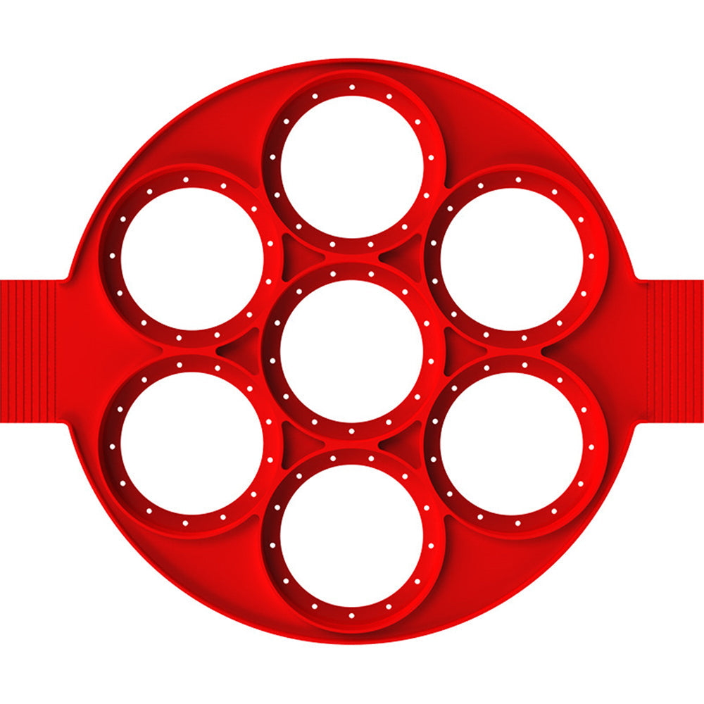 Сковорода для омлетов из силикона с антипригарным покрытием, оснащенная формой на 7 ячеек, идеально подходит для приготовления идеально сформированных блинов и яиц дома. Универсальный кухонный гаджет для вашей кухни.