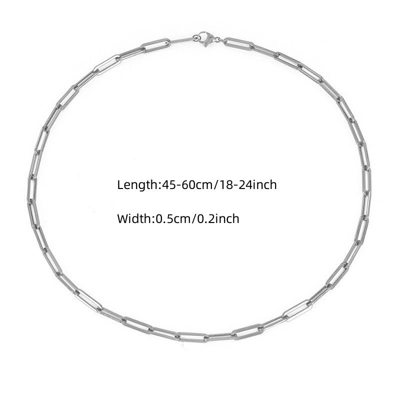 Unisex Punk Rectangular Paper Clip Collarbone Chain Necklace Jewelry