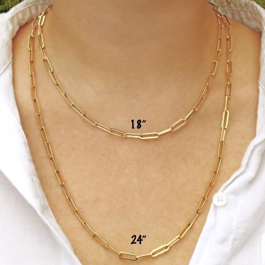 Unisex Punk Rectangular Paper Clip Collarbone Chain Necklace Jewelry