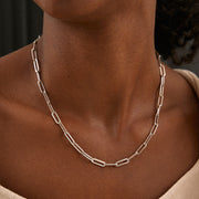 Unisex Punk Rectangular Paper Clip Collarbone Chain Necklace Jewelry