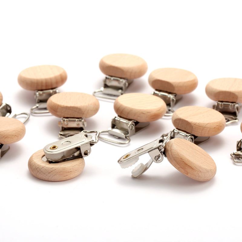 Set of 10 Beechwood Baby Nipple Clips 30mm Anti-Drop Nipple Holders for Kids