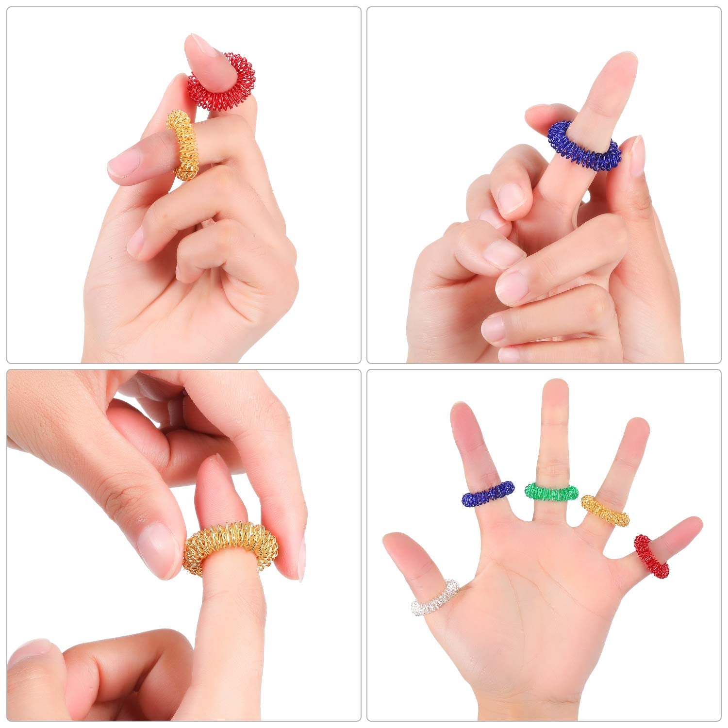 Acupressure Finger Rings Set for Stress Relief and Finger Massage in Multiple Quantities