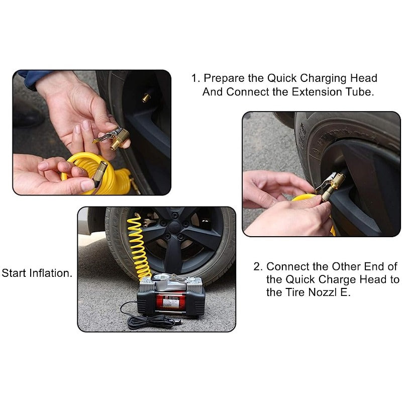 Brass Tire Air Chuck With Clip Adapter For Vehicle Inflation Pump