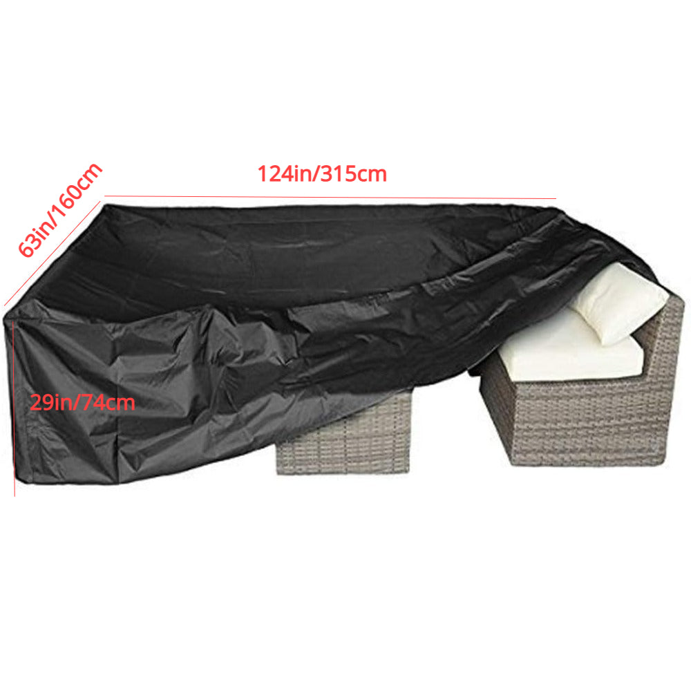 Outdoor Patio Furniture Cover for Sectional Sofa Table and Chairs 315cm L x 160cm W x 74cm H Black