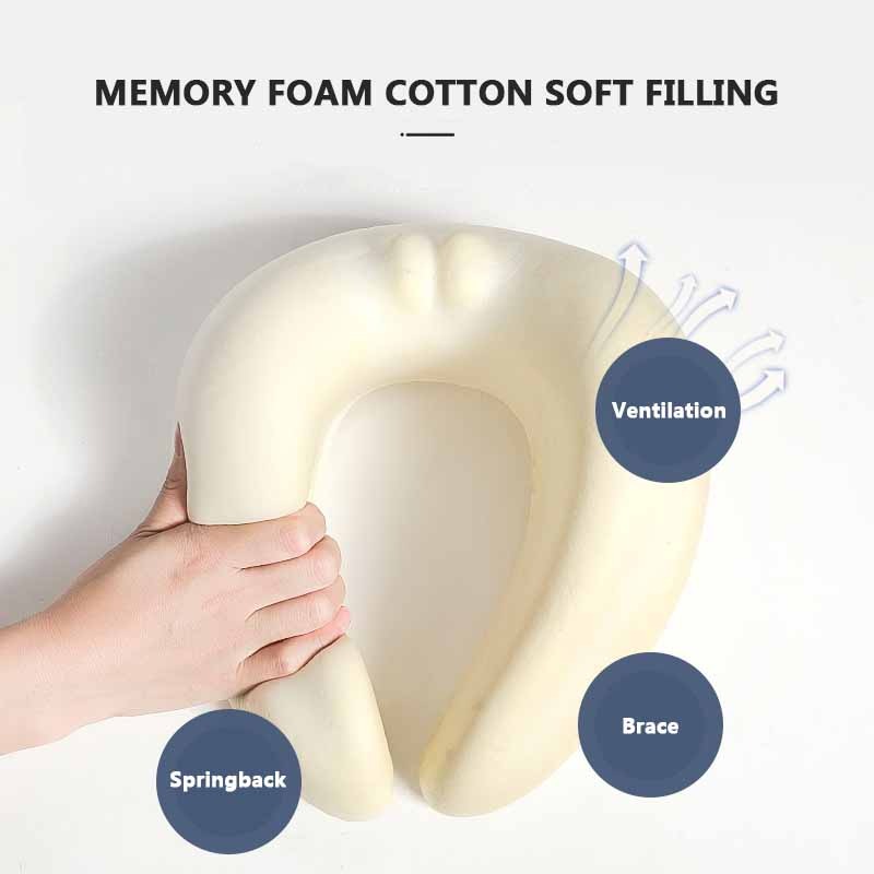 Memory Foam Travel Pillow with Breathable Cover for Airplane Car Office Sleep