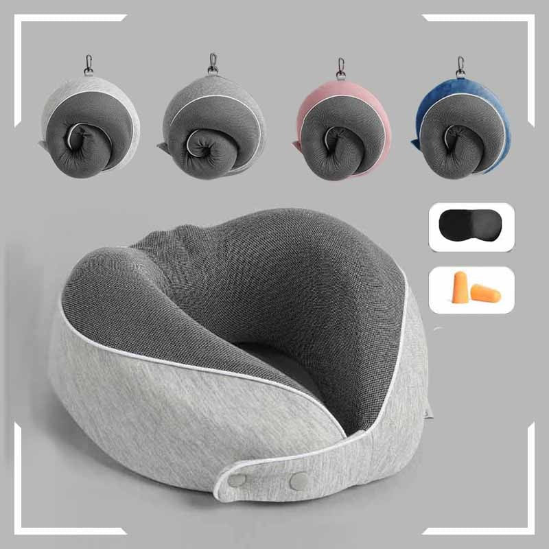 Memory Foam Travel Pillow with Breathable Cover for Airplane Car Office Sleep